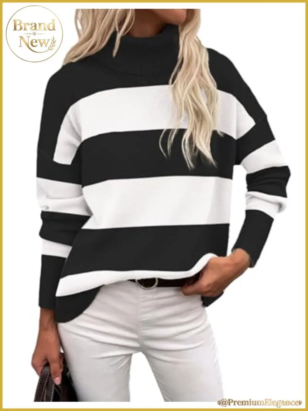 Chunky Knit Turtleneck Sweater Oversized Pullover Soft Warm